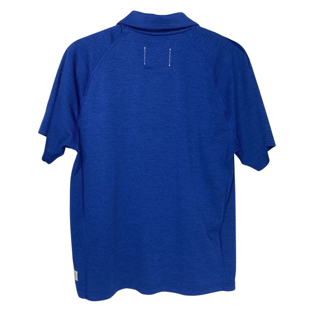 Reigning Champ Mens Blue‎ Textured Knit Short Sleeve Polo Shirt Size Small